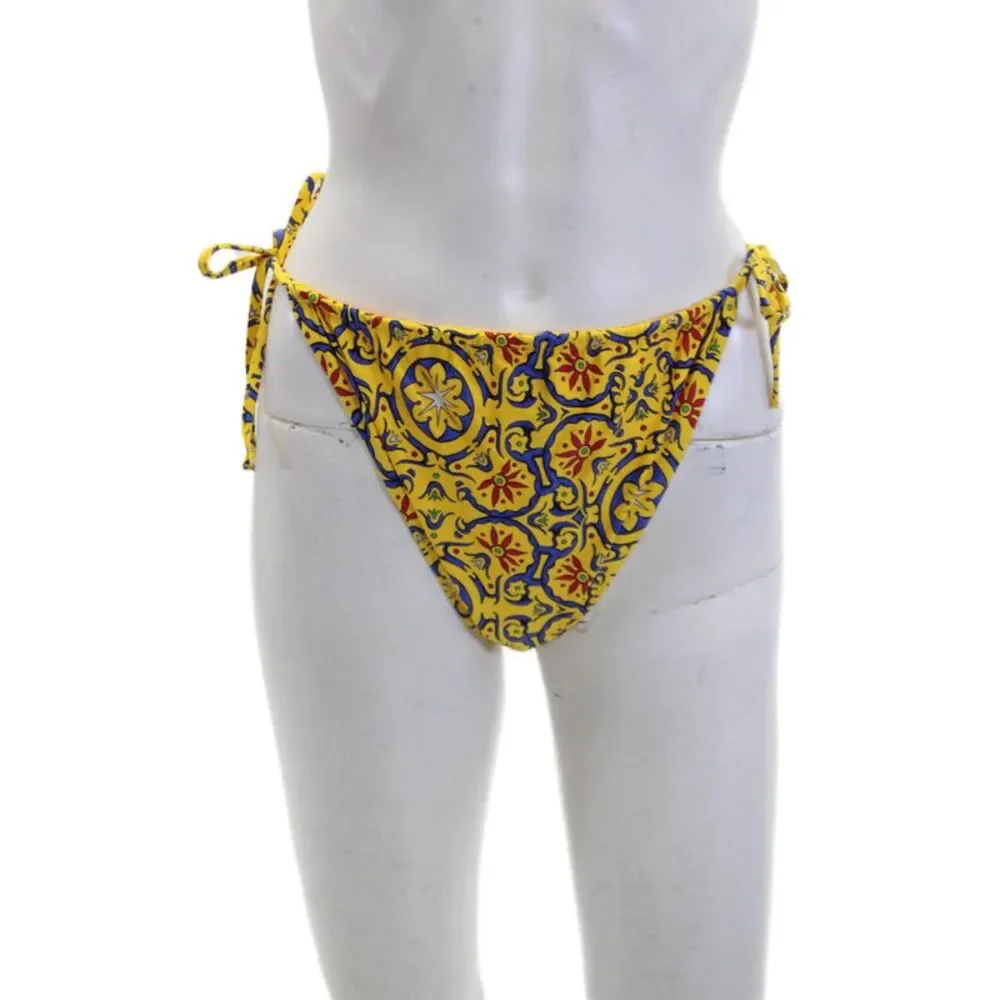 We Wore What Womens Ruched Bikini Bathing Suit Bottom Yellow Size Extra Large